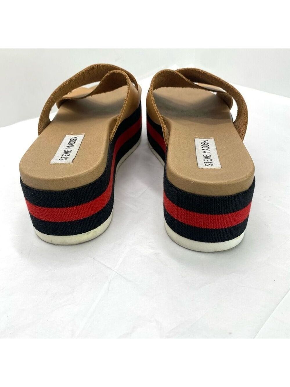 Steve Madden Asher Platform Sandals WM 8 Tan Brown Red Slide On Strappy Y2K Styl - Picture 2 of 11